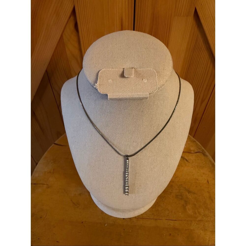 diamond bar necklace Silvertone (7379)